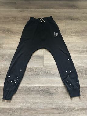 Nununu Big Boys Paint Splatter Baggy Light Cotton Jogger Sweatpants Black 15-16T